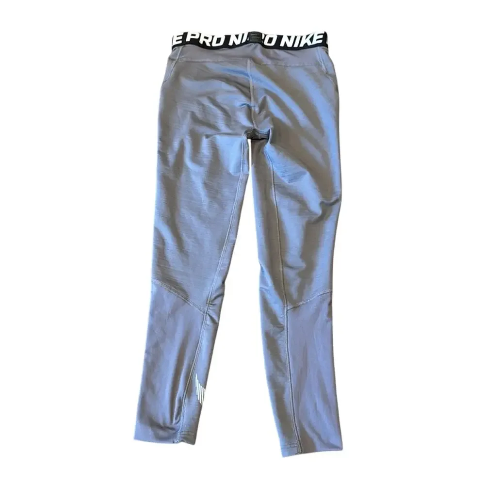 Nike Pro Boys Warm Graphic Gray Tights Leggings Size L